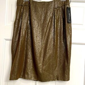 Carmen Marc Valvo Avocado Green Sequin Skirt size 6 NWT